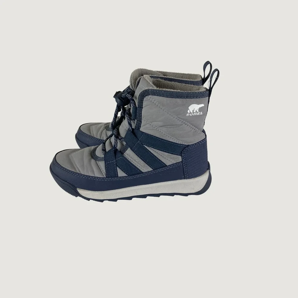 Sorel Kids Boys Girls Sz 13 Gray Navy Blue Waterproof Insulated Snow Boots